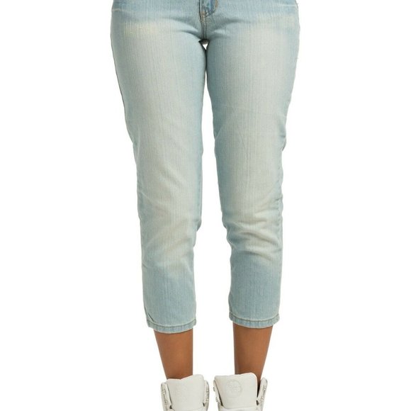 Sweet Vibes Plus 13 Bordered Pockets Blast Vtg Capri Light Blue Denim Jeans - Picture 5 of 5